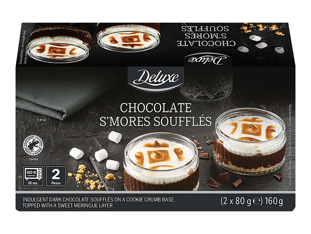 Deluxe Chocolate S'mores Soufflés with meringue topping, 2 pieces, 160g.