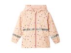 Pink polka dot rain jacket with reflective stripes