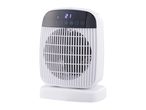 White ceramic fan heater with digital display and touch control panel