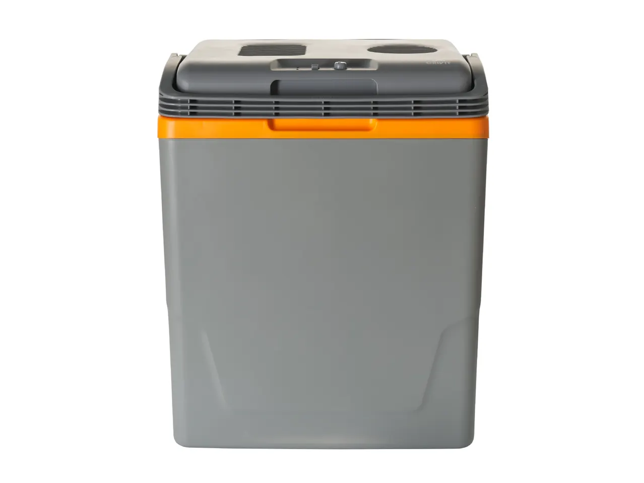 Grey and orange portable electric cool box