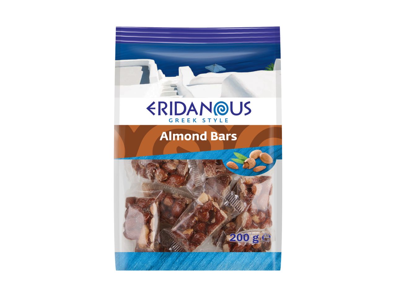 A bag of Kridanis Almond Bars.