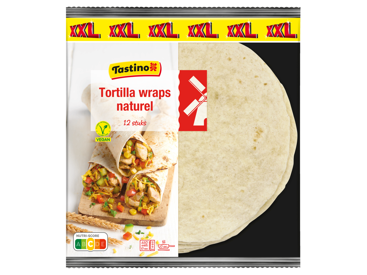 Tastino XXL Tortilla Wraps: 12 grote, natuurlijke, vegane wraps.