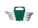 PARKSIDE® Flexi-Head Ratchet Spanner Set in a green holder.
