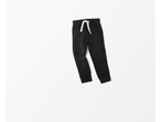 Black children's jogger pants with white drawstring.