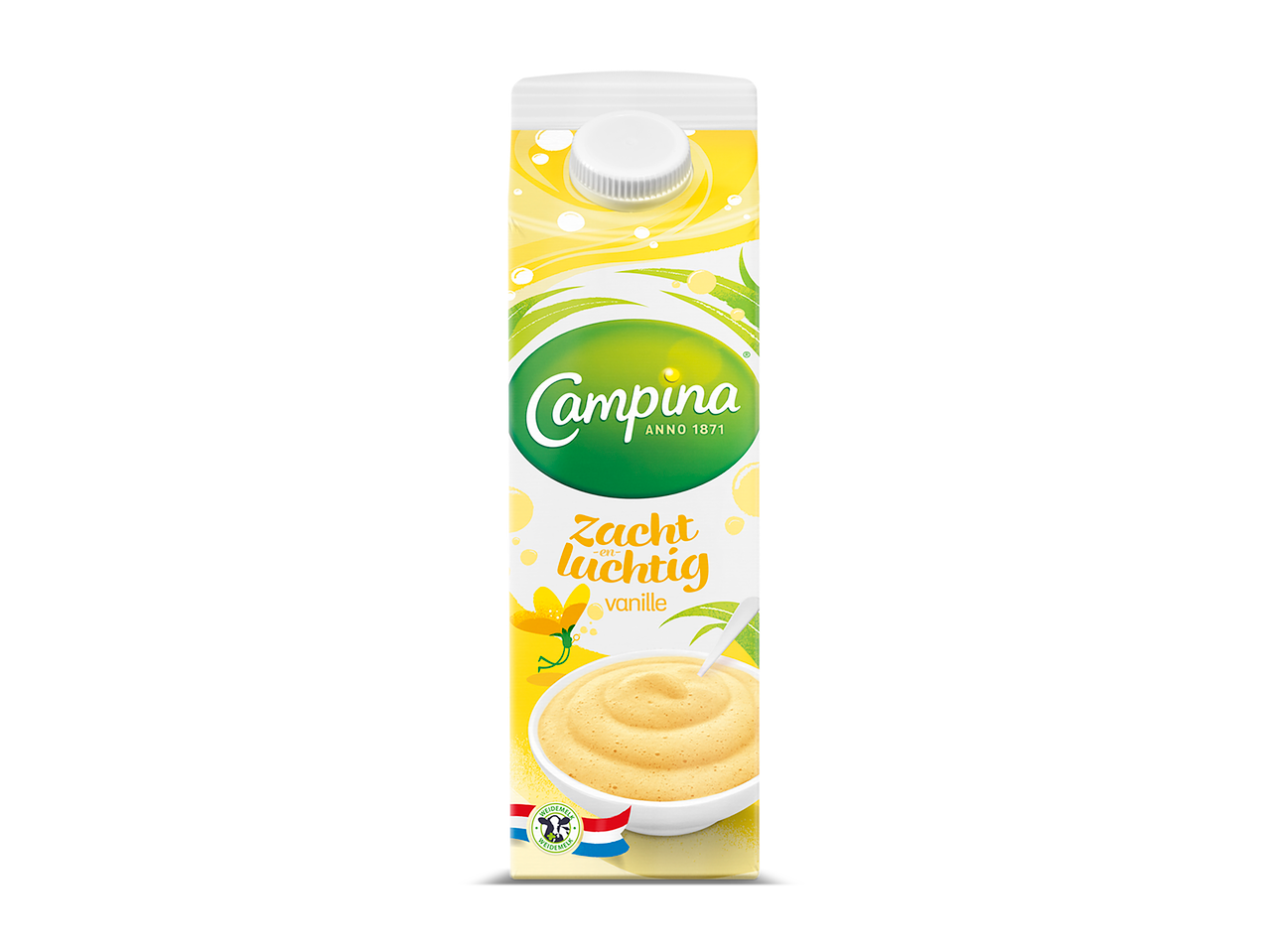 Campina vanillepudding in een pak.