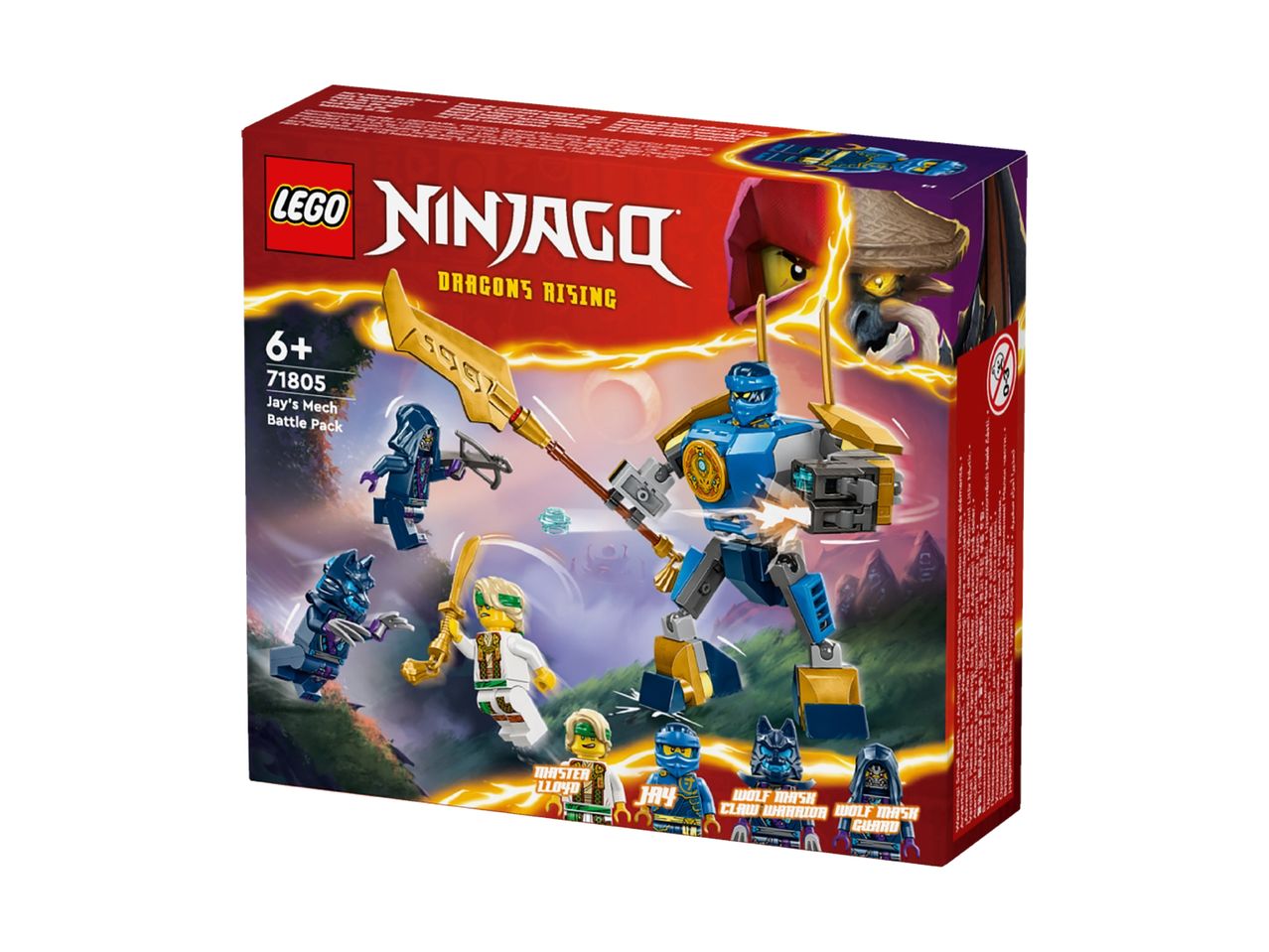 LEGO Ninjago sæt med blå kriger og ninjafigurer.