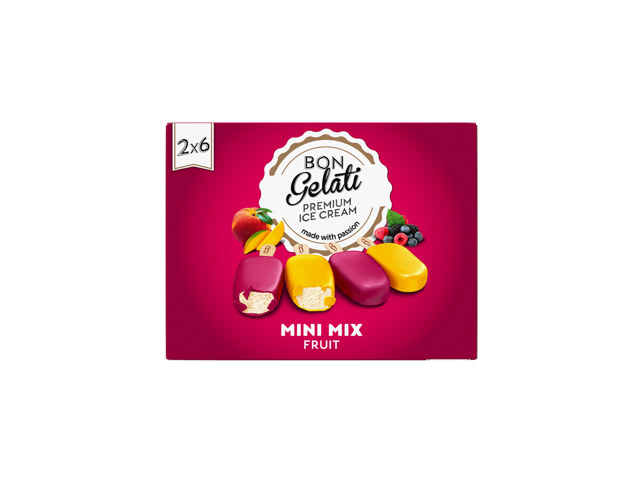 Bon Gelati Mini Mix Fruit saldējuma batoniņi, 2 iepakojumi pa 6.