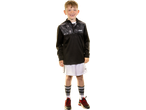 Boy in black training top and white training shorts with 'GRASSROOTS SPORTS' logo.