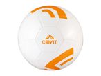 A white and orange Crivit soccer ball.
