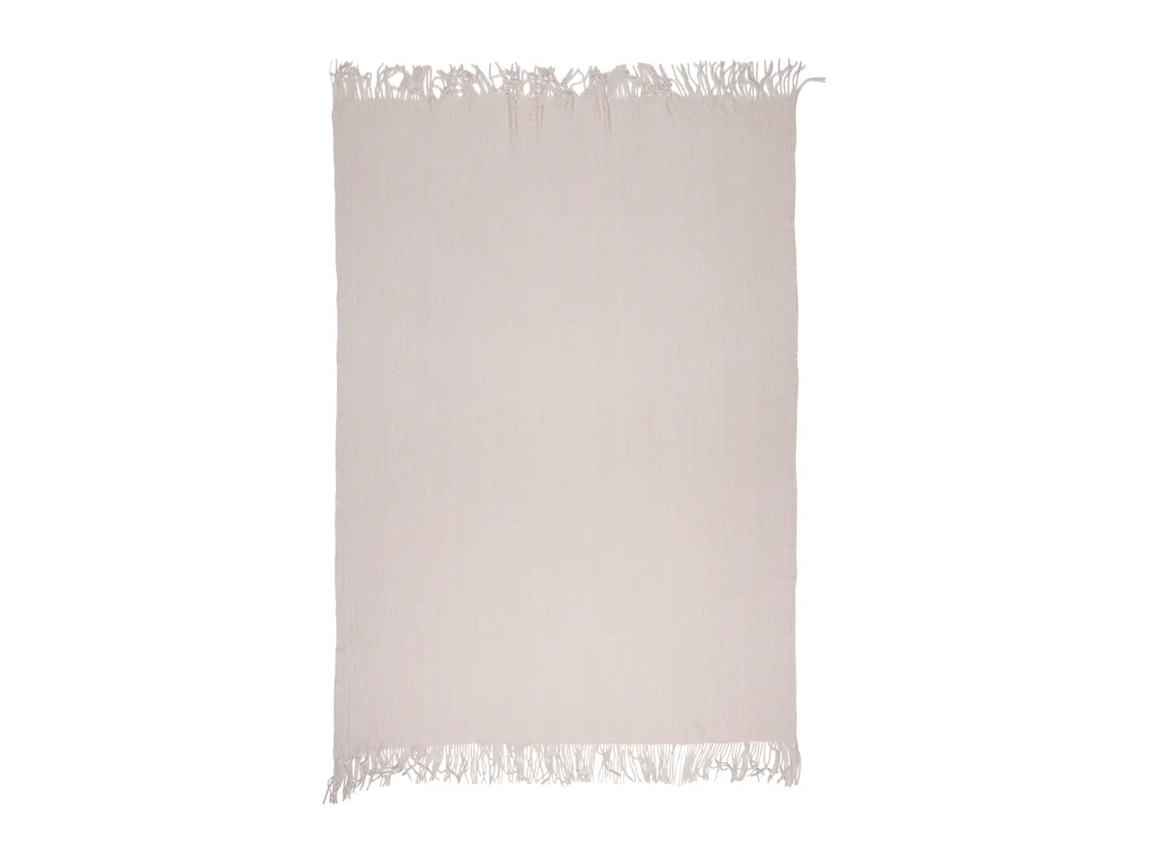Light beige woven rug with fringed edges