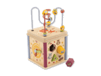 Holz-Motorikwürfel mit Uhr, Tier-Motiven und Perlenlabyrinth