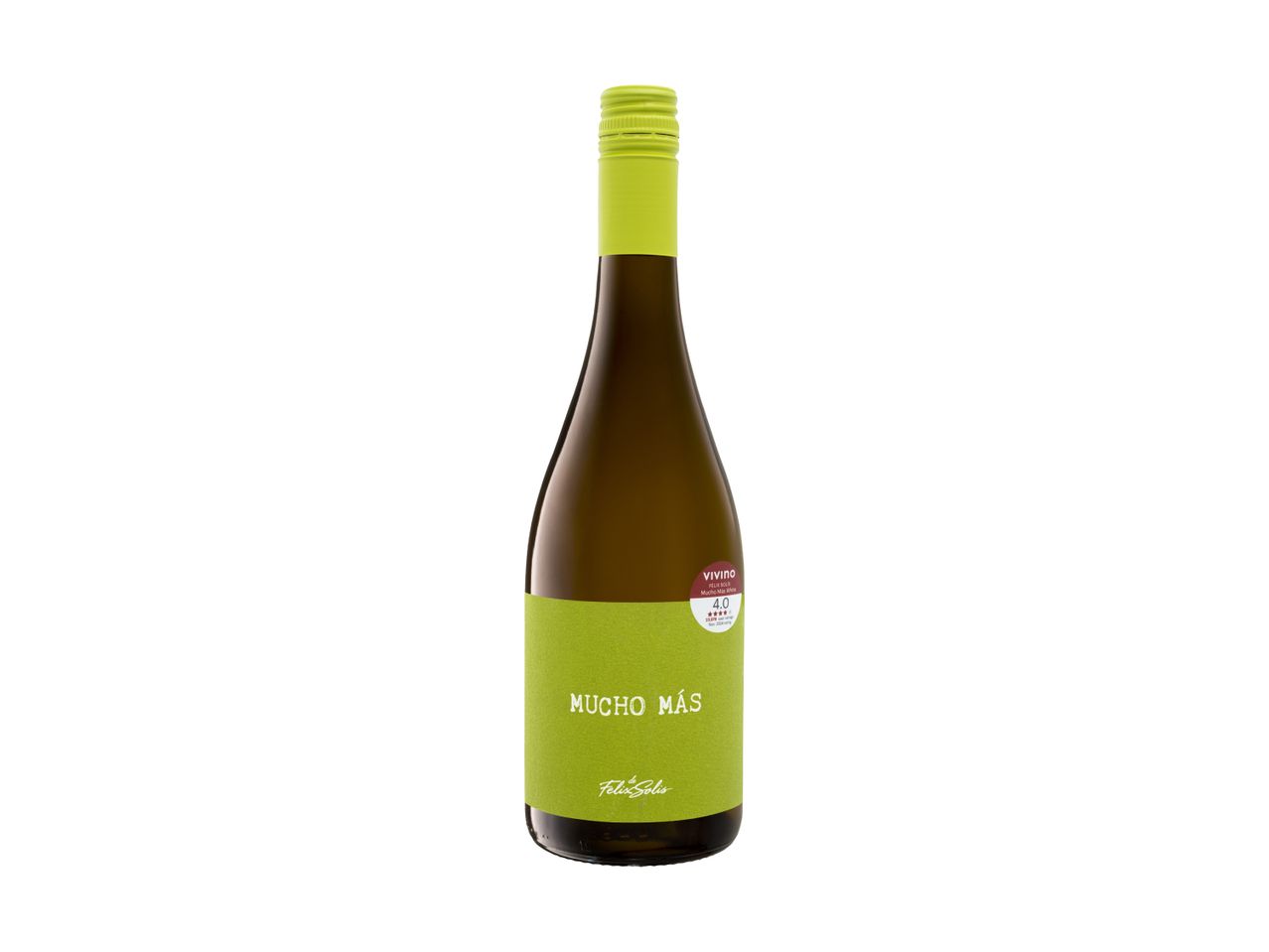 A bottle of white wine, possibly from a vineyard with a green label.