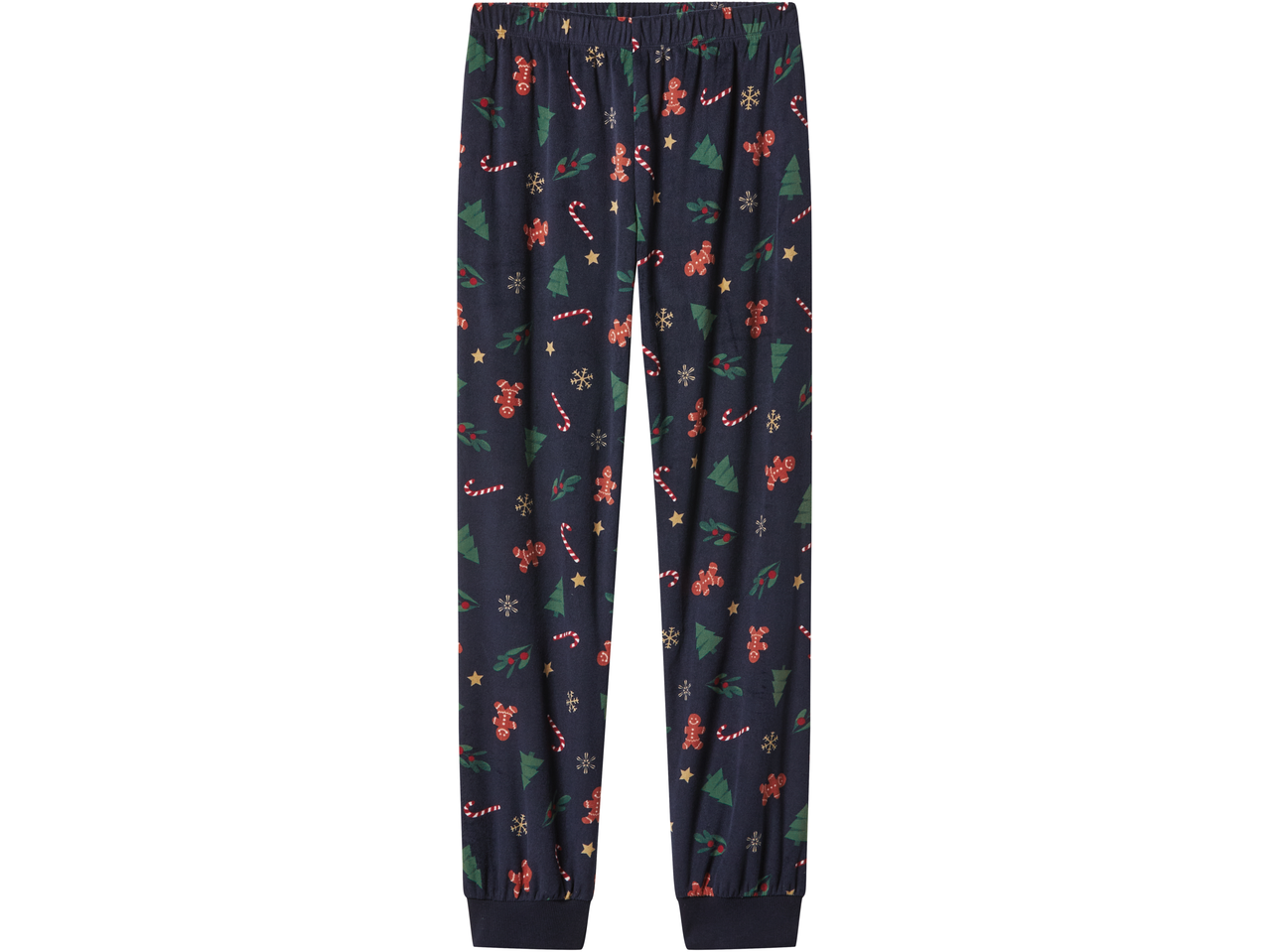 esmara® Kids' Christmas Velour Pyjamas with gingerbread men, candy canes, and trees.