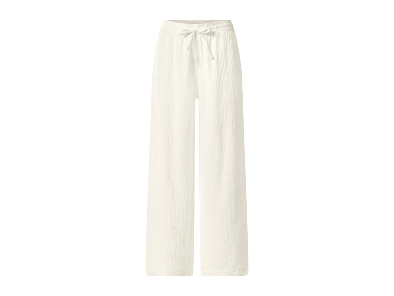 White wide-leg trousers with a drawstring waist