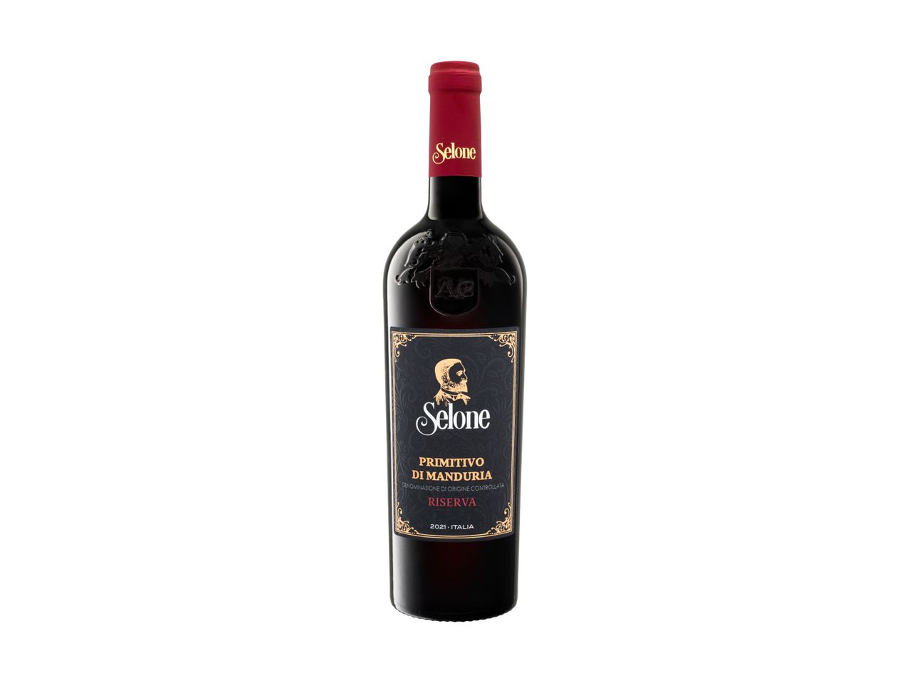 Selone Primitivo di Manduria Riserva 2021 red wine bottle