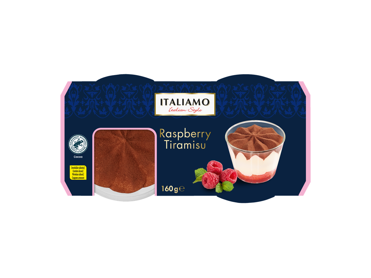 Sobremesa Tiramisu de Framboesa ITALIAMO com cacau, 160g