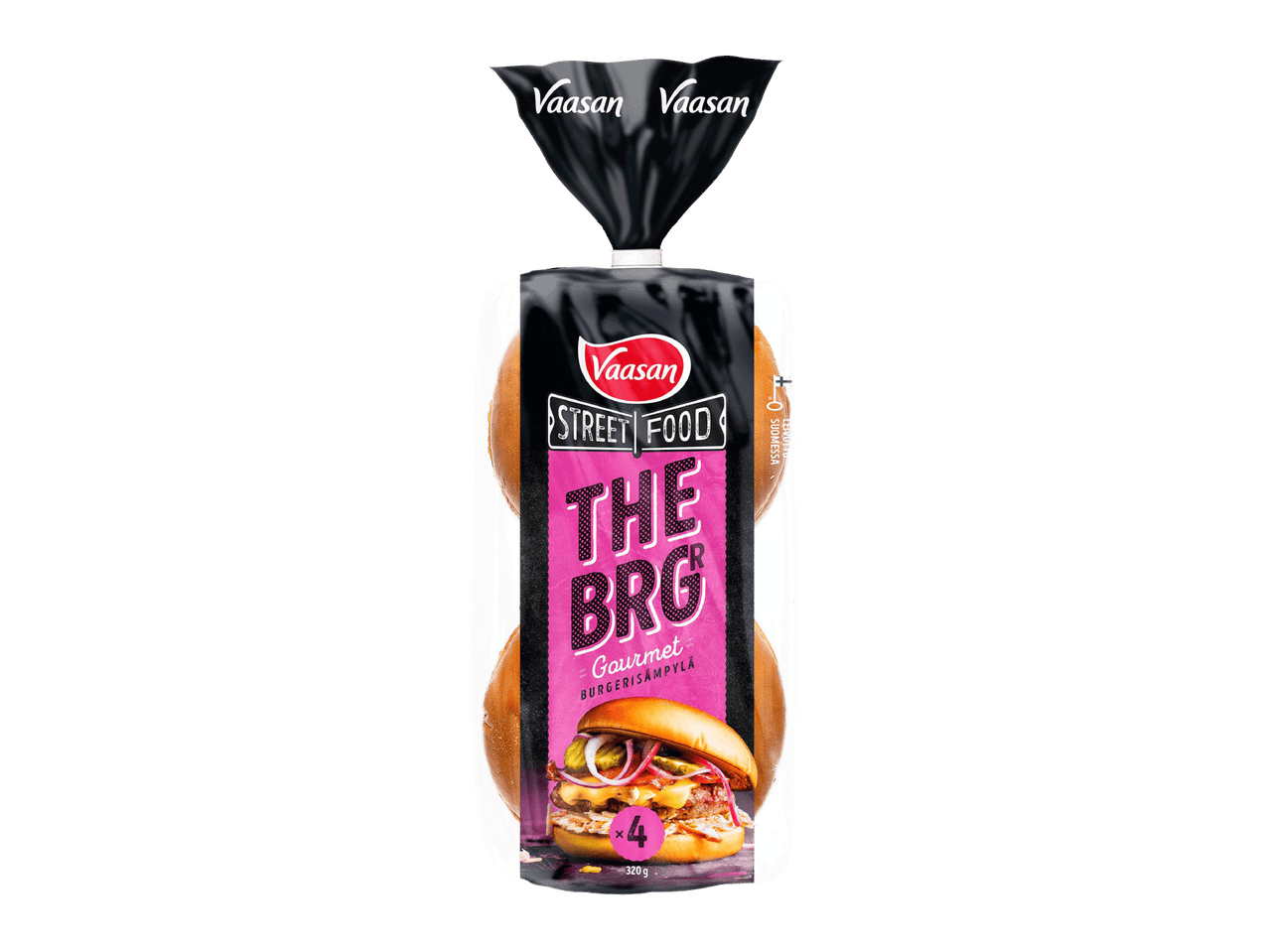 Vaasan Street Food The BRG -gourmet-burgerisämpylät, 4 kpl, 320 g.
