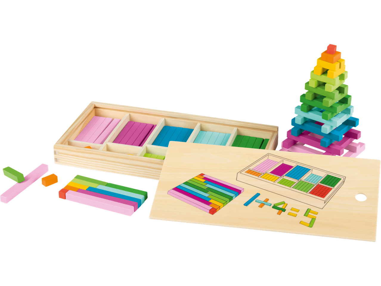 Jucărie din lemn cu blocuri colorate pentru copii.