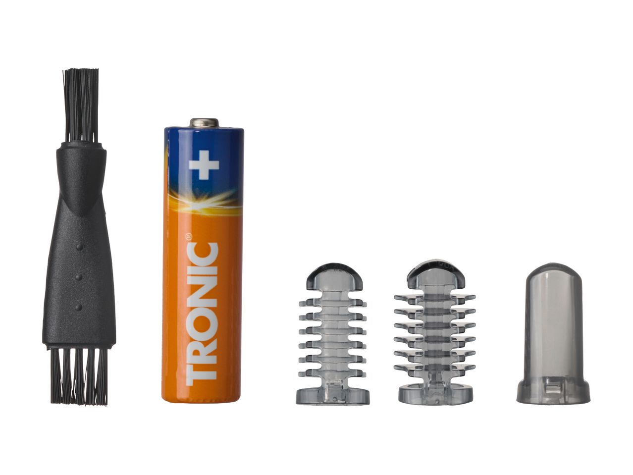 TRONIC battery, cleaning brush, and two trimmer attachments