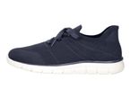 Dark blue knitted sneaker with white sole