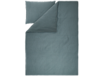 LIVARNO muslin bedding set in blue, with a pillow and folded duvet.