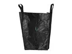 Black woven garden waste bag with two handles