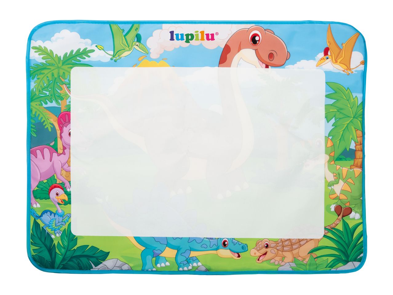 Dinosaur-themed water drawing mat with a large blank drawing area.