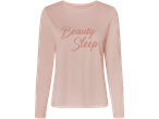 Esmara long-sleeve pajama top in light pink with 'Beauty Sleep' text
