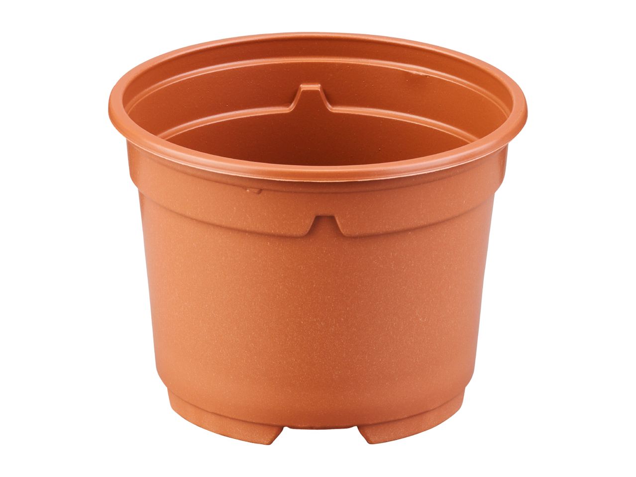 Empty brown plastic plant pot
