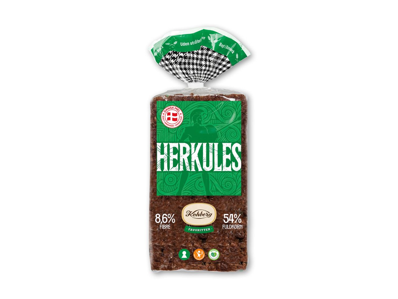 Kohberg Herkules rugbrød, 8,6% fiber, 54% fuldkorn.