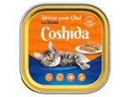 Pâtée pour chat à la dinde, nutrition 100% complète et équilibrée, avec un chat tigré.