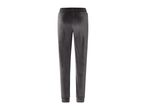 Dark gray velvet sweatpants with an elastic waistband and cuffed ankles.