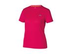 Bright pink short-sleeved athletic t-shirt with a subtle textured pattern and a small logo.