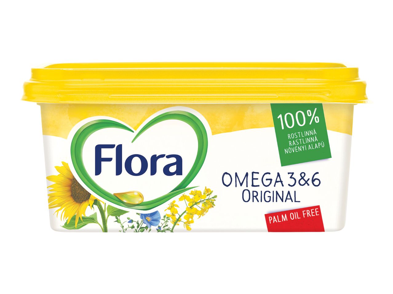 Flora Omega 3&6 Original rostlinný margarín, bez palmového oleje.