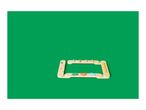 Wooden shape sorter and puzzle toy with colorful pieces on a green background.