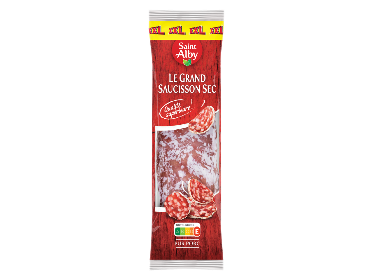 Emballage de saucisson sec Saint Alby avec Nutri-Score E.