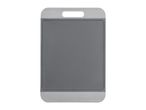Grey and white plastic cutting board with a handle