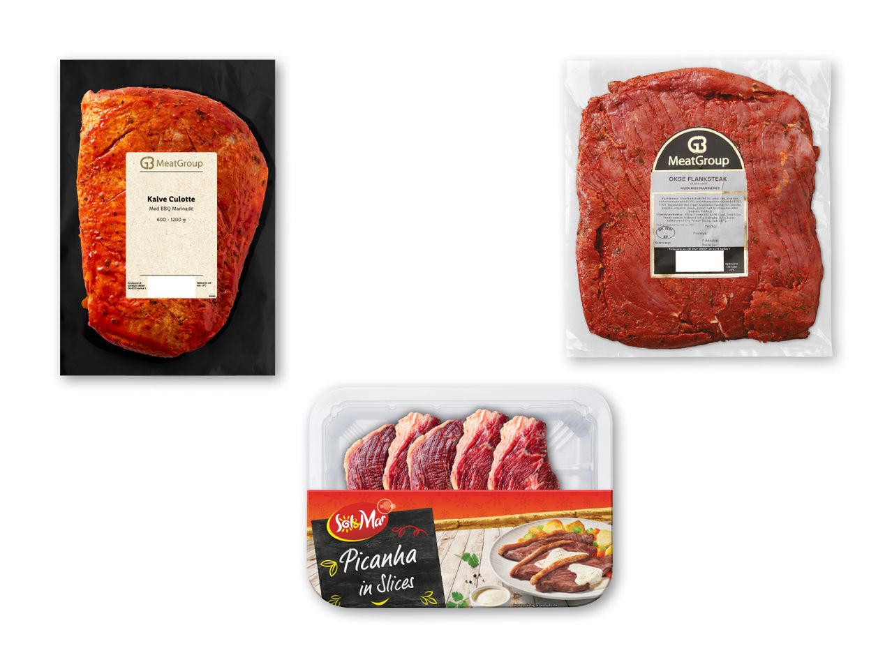 MeatGroup og Sol&Mar tilbyder forskellige marinerede okse- og kalvekødsprodukter.