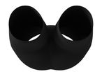Black seamless sports bra with two cups, viewed from above.