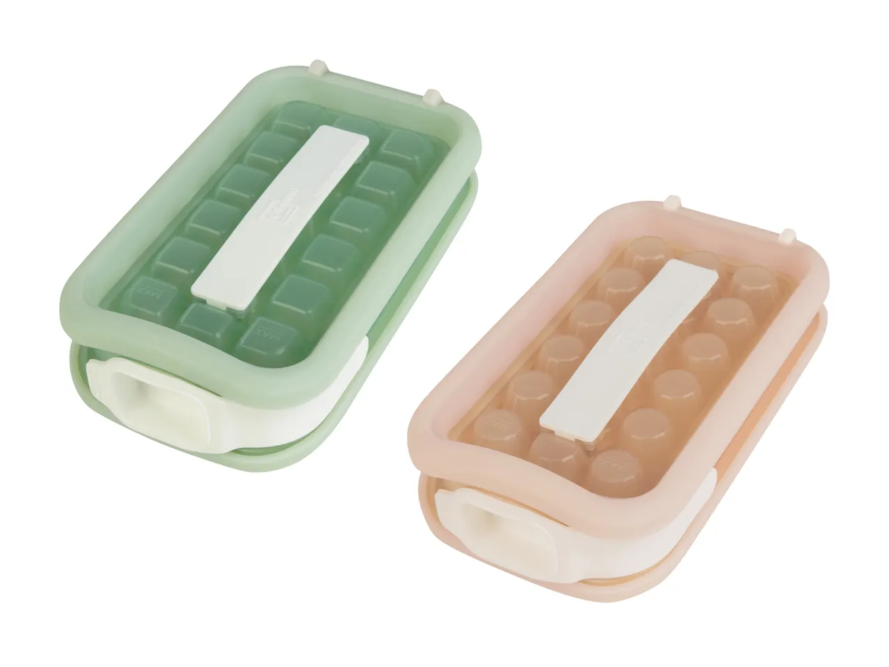 To små, rektangulære opbevaringsbokse i pastelfarver.