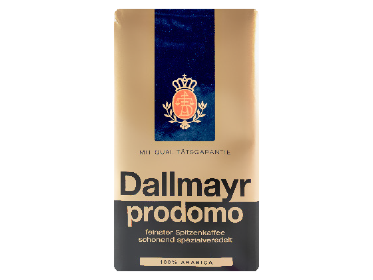 Dallmayr prodomo 100% Arabica kafijas iepakojums.