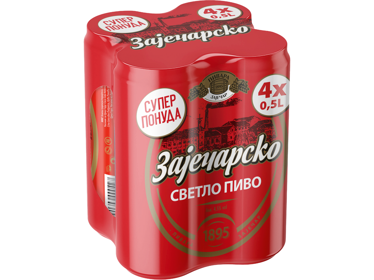 Pakovanje Zaječarsko svetlo pivo, 4x0,5L limenke