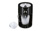 A black Cuisinart ice crusher with a bowl of crushed ice.