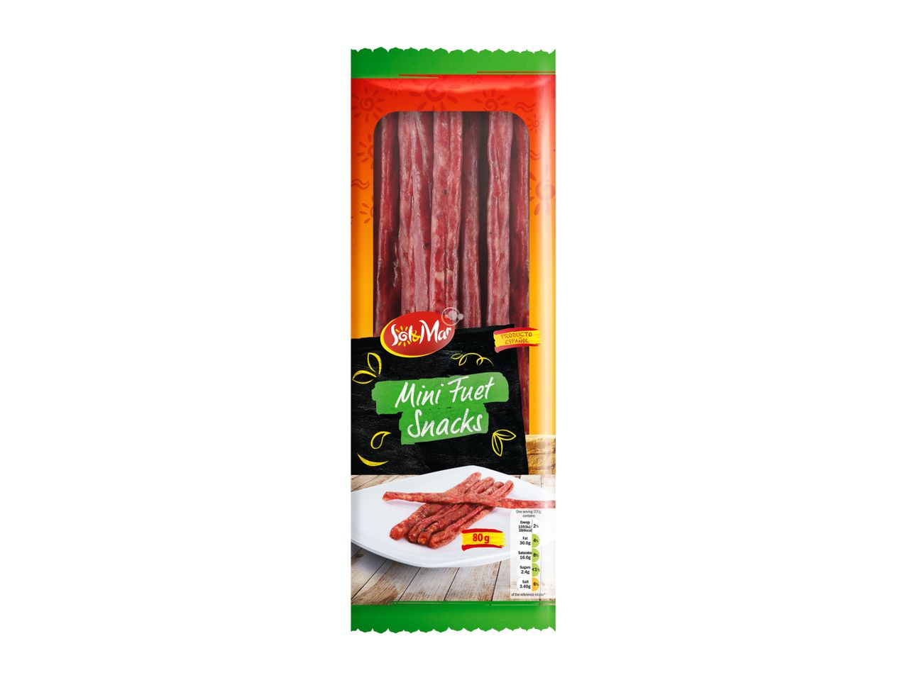 Sol&Mar mini fuet snacks: Spanish sausages in a pack.