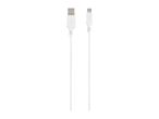 White USB to micro-USB charging cable