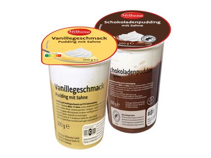 Milbona Pudding mit Sahne
