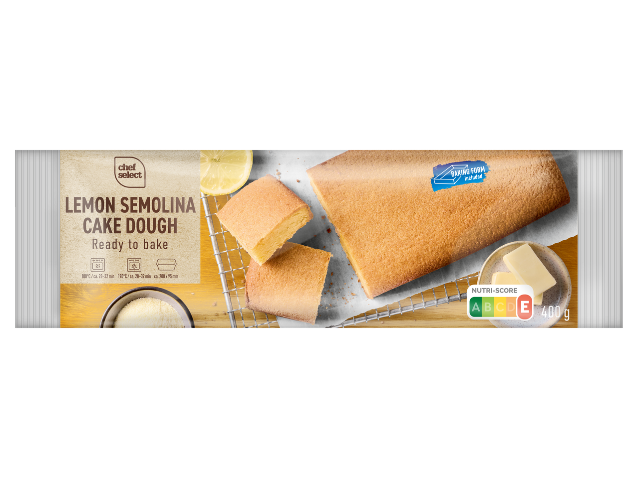 Chef Select citronu mannas kūkas mīkla, gatava cepšanai, ar cepamformu, 400g.