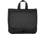 Necessaire de viagem preta com zíper.