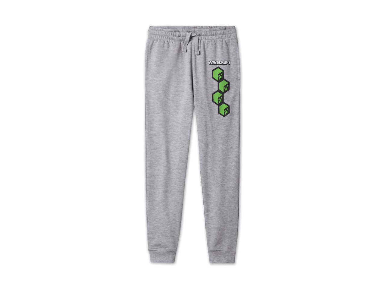 Graue Jogginghose mit Minecraft-Motiv.