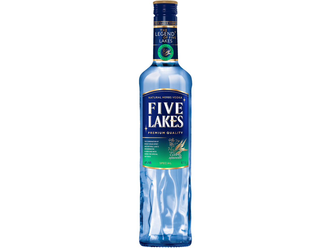 Five Lakes Kräuterwodka, Premiumqualität, 0,7L Flasche.